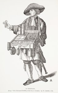 Bir Chapman, The Cries and Habits of the City of the City of the City, M. Lauren tarafından, 1709, John Ashton tarafından On sekizinci Yüzyılın Chap-kitaplarından ön kapak resmi, pub. 1882 by English School