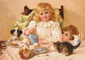 Bir Aile Çay Partisi (chromolitho) by English School