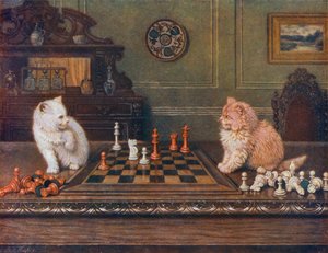 Bir Satranç Oyunu (renkli taş baskı) by English School