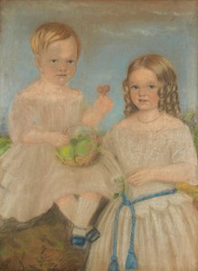 Erkek ve Kız Kardeşin Grup Portresi (pastel) by English School