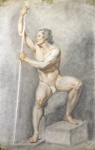 Asa Tutarak Çıplak Erkek, 1770 dolayları (kağıt üzerinde renkli tebeşirler)