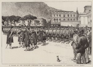 Capetown Gönüllülerinin Yayla Şirketlerinin Geçit Töreni, Capetown, Güney Afrika (gravür) by English School