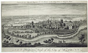 Universal Magazine için oyulmuş Bath City of Perspective View, c.1750 by English School