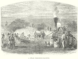Bir Buharlı Thrashing-Makinesi (gravür) by English School