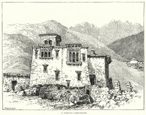 Bir Tibet Çiftlik Evi (gravür) by English School