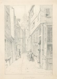 St Martins Kilisesi yakınında bir mahkeme veya geçit, Londra, Temmuz 1828 by English School