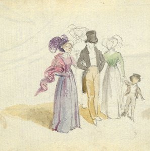 Gezici bir aile, c.1825 (kağıt üzerinde wc) by English School
