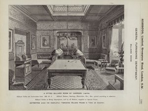Harrods tarafından donatılmış bir bilardo salonu (litho) by English School
