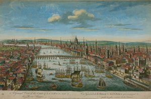 Thames Nehri'nin yanında Londra şehrinin genel bir görünümü by English School