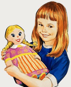 A girl and her doll by English School