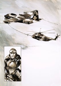Uçuş sırasında bir helikopter yakıt ikmali yaptı (kağıt üzerinde guaj) by English School