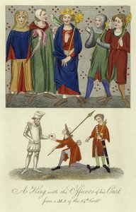 Bir kral ve sarayının görevlileri, 14. yüzyıl by English School