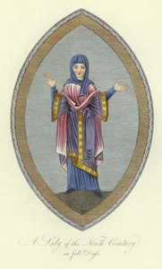 Tam elbiseli 9. Yüzyılın bir hanımı by English School