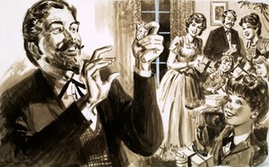 Noel yaklaşırken bir adam saatine bakar by English School