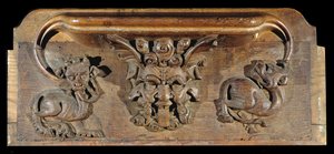 Canavarlarla çevrili üç insan yüzünü betimleyen bir sefalet, New College Chapel, Oxford, 14. yüzyılın sonları (ahşap)