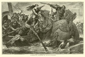 Teuton işgalcilerinin yırtıcı bir saldırısı by English School