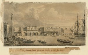 1757 yılında olduğu gibi geç tadilattan önce Londra Köprüsü