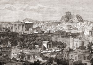 Antik Atina, Yunanistan'dan bir görünüm. İncelemelerin İncelemesinden, 1891'de yayınlandı by English School