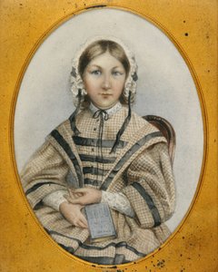 Oval çerçeve içinde genç bir Florence Nightingale (minyatür) by English School
