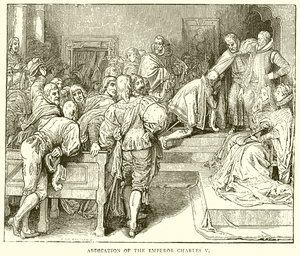 İmparator Charles V'nin tahttan çekilmesi by English School