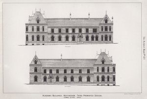 Akademik Binalar, Nottingham, Üçüncü Öngörülen Tasarım (gravür) by English School