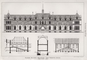 Akademik Binalar, Nottingham, Üçüncü Öngörülen Tasarım (gravür) by English School