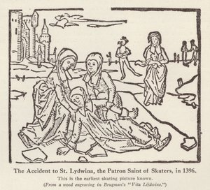 1396'da patencilerin koruyucu azizi St Lydwina'nın kazası (lito) by English School