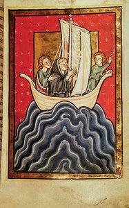 39943 f.2b St. Cuthbert ve Picts ülkesinden dönen iki kardeşi, Bede, Latince (Durham) (parşömen) tarafından yazılan 