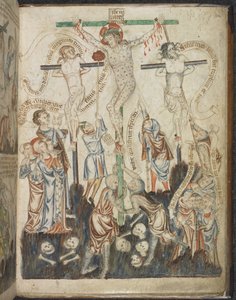 Ekle. 47682, f.32, Holkham İncil Resimli Kitabından Çarmıha Gerilme, c.1320-30 (parşömen) by English School