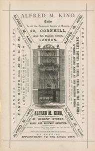 Alfred M Kino, terzi, 40 Cornhill ve 87 Regent Street, Londra için ilan by English School
