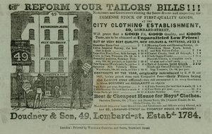 Doudney & Son, City giyim tesisi, 49 Lombard Street, Londra için ilan by English School