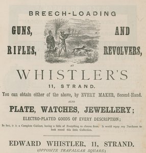Edward Whistler, 11 Strand, Londra için ilan by English School