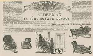 Hasta arabası üreticisi J Alderman için ilan (gravür) by English School