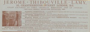 Jerome Thibouville-Lamy, 10 Charterhouse Street, Londra, enstrüman yapımcısı için reklam by English School