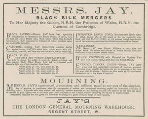 Messrs Jay, The London General Mourning Warehouse, Regent Street için ilan by English School