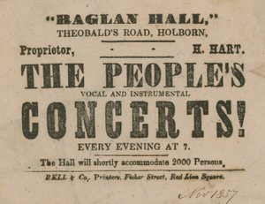 The Peoples Vokal ve Enstrümantal Konserleri için Reklam, Raglan Hall by English School