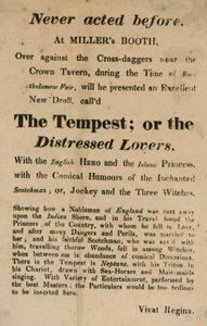 The Tempest için Reklam; veya Crown Tavern yakınlarındaki Millers Booth, Cross Daggers