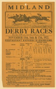 Midland Derby Yarışlarına yapılacak demiryolu gezisi için reklam, 15-17 Kasım 1922 by English School
