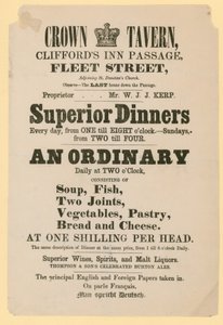 Crown Tavern, Cliffords Inn Passage, Fleet Street, Londra için reklam by English School