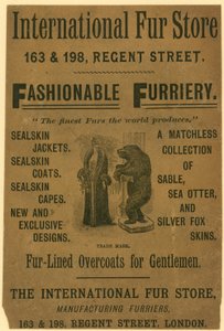International Fur Store, 163 & 198 Regent Street, Londra için ilan by English School