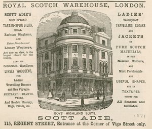Royal Scotch Warehouse, 115 Regent Street, Londra için ilan by English School