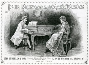 Reklam, John Brinsmead ve Sons Pianos, The Graphic için İllüstrasyon, 4 Temmuz 1891 (gravür) by English School
