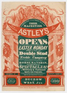 Astleys Amfitiyatrosu, Yaz Sezonu için açılan reklam, 8 Nisan 1833 by English School