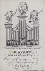 H Loret, kilise orgları üreticisi, Brüksel, Belçika (litho) için reklam by English School