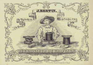 J Bertin, şapka temizleyicisi, Ghent, Belçika (lito) için reklam by English School