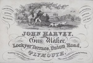 John Harvey, silah üreticisi, Plymouth, Devon için reklam by English School