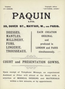 Paquin, terziler için reklam by English School
