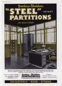 Sankey-Sheldon Çelik Bölmeler için Reklam, 1937 by English School