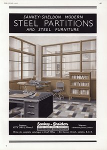Sankey-Sheldon Çelik Bölmeler için Reklam, 1937 by English School