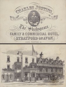 The Shakespeare Hotel, Stratford on Avon, Warwickshire için reklam (gravür) by English School